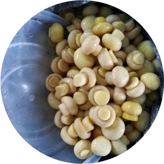 Нарезанные шампиньоны в рассоле в барабане